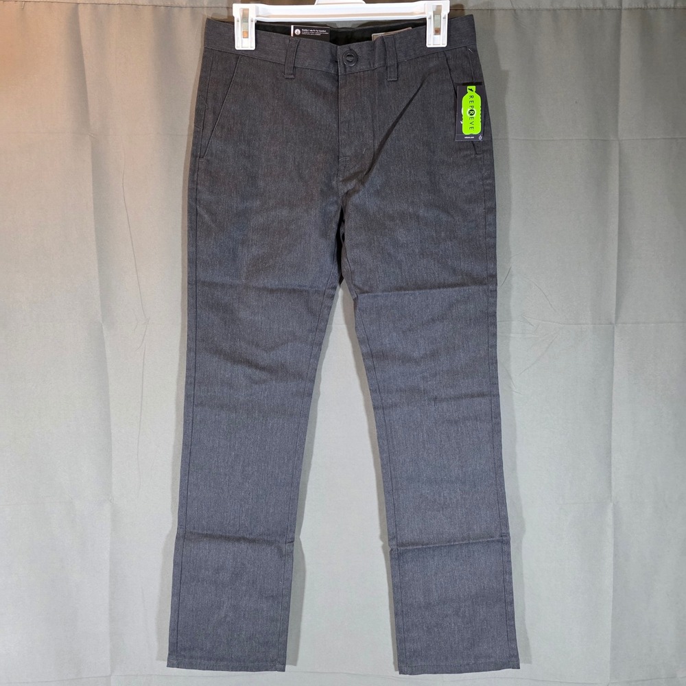 Volcom Youth Frickin Modern Straight Chino Pants Charcoal Heather Size 29 NWT
